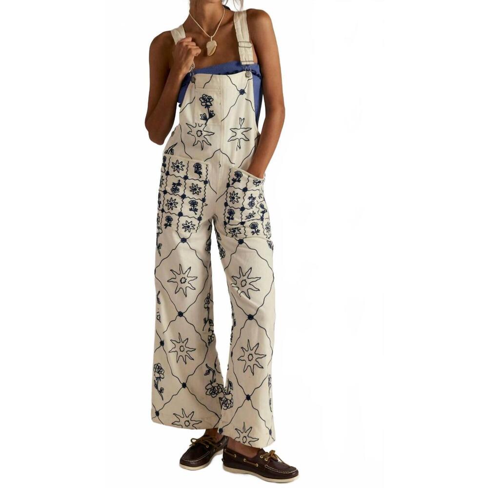 NEW FREE PEOPLE women's rising sun overall in white